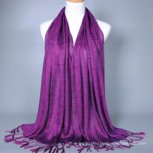 All-match amazing plain dyed long chiffon ladies silk feel tassel indian scarf